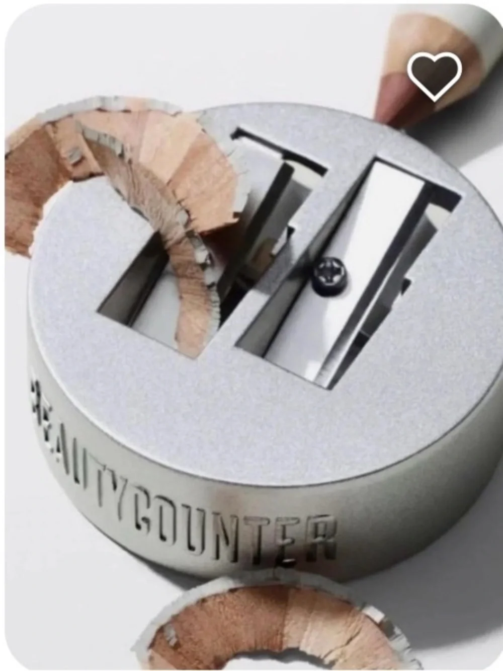 beautycounter Metallic Silver Dual-Size Pencil Sharpener